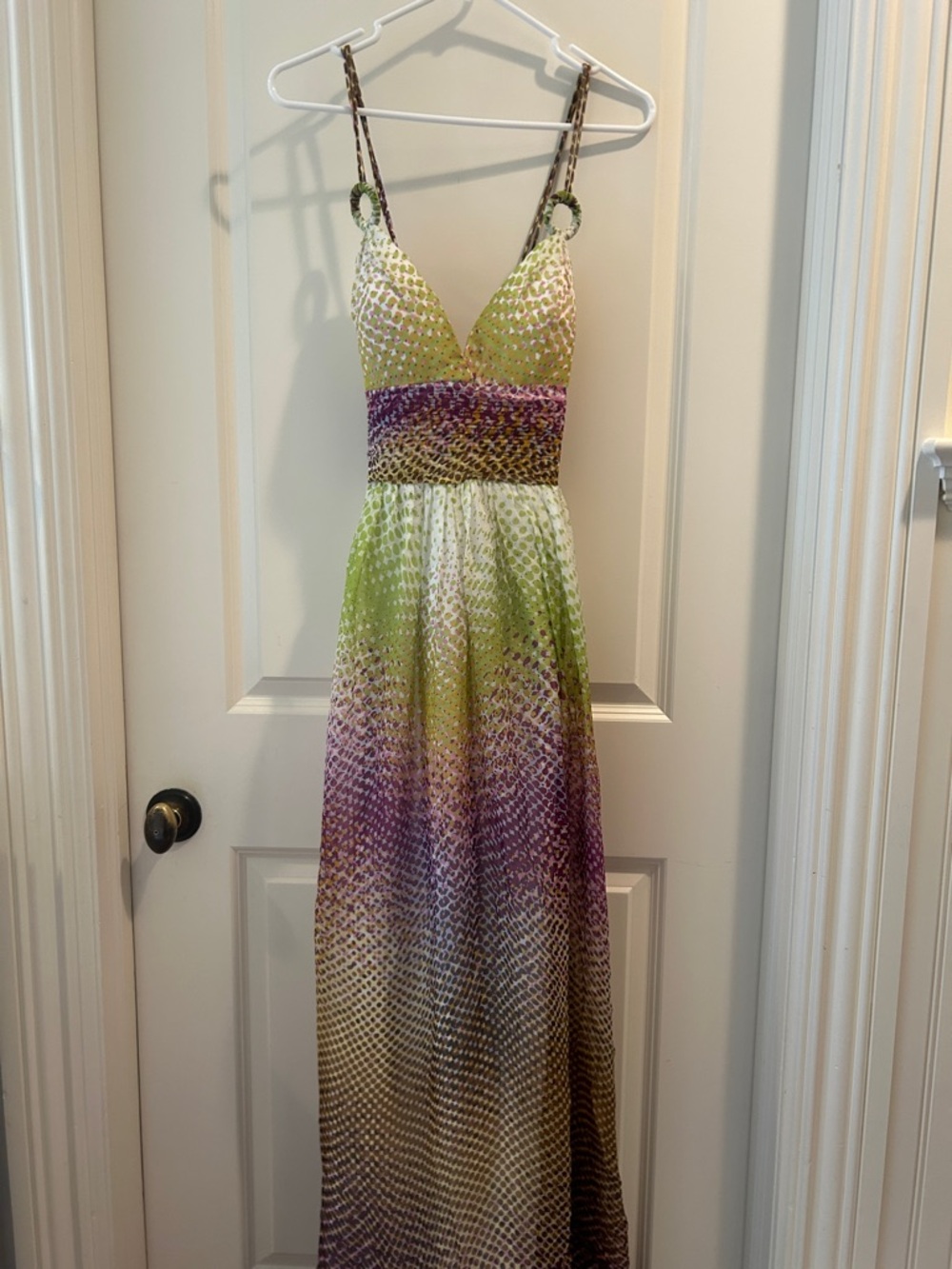 Camille La Vie 100% Silk Sweetheart spaghetti strap Ombre Maxi Gown Dress size 8